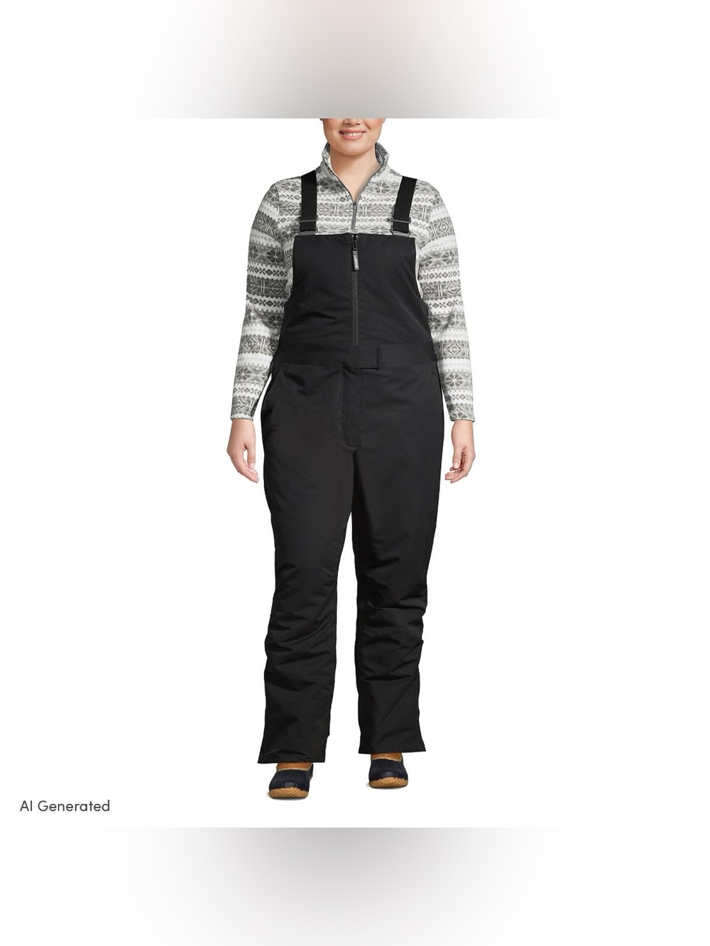 NWT Lands' End Women's Black Bib Snow Overalls size 1x 16W-18W